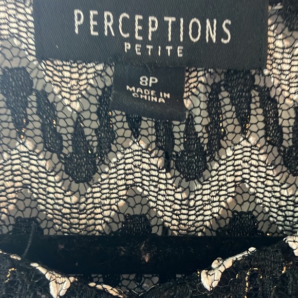 Perceptions black & white with gold  chevron cardigan size 8P - Picture 4 of 7